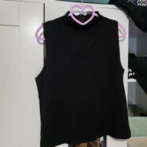 Sleeveless Mock Neck Tank Top - Black